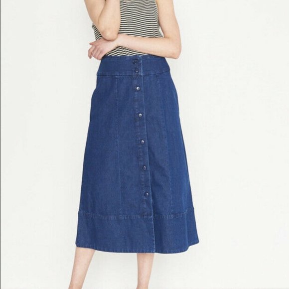 A.P.C. denim button front aline midi skirt sz. 38 - Picture 8 of 8